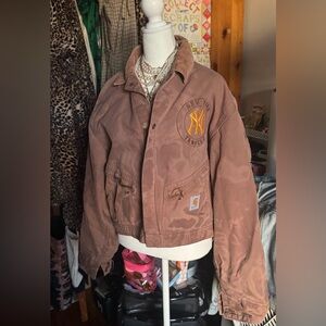 NWOT Igala Series Vintage Yankees Carhartt Unisex Brown Bomber Jacket Medium